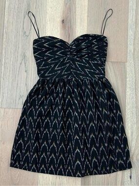 Roxy Black Patterned Strapless Sundress with Spaghetti Straps